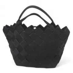 サザビー SAZABY トートバッグ ハンドバッグ 編みデザイン ブラック 黒系 