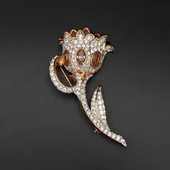 美品 SWAROVSKI スワロフスキー ブローチ クリスタル チューリップ 花 大粒 上品 エレガント 豪華 ギフト プレゼント 贈り物