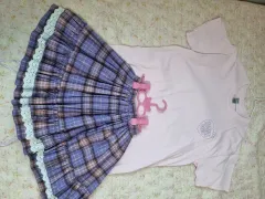 サンリオ ラバーズ クラブ ピンク Tシャツ パープル チェック スカート セット 量産型