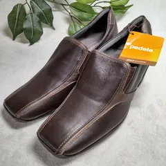 【美品･未使用】Pedala/ぺダラ/ASICS WALKING/アシックス ウォーキング/ローファー/日本製/天然皮革/ゴム底/スクエアトゥ/ブラウン/22.0cm【タグ付き】