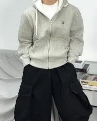 ポロラルフローレン グレー フードジップアップ L