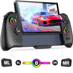 Elekasumi Switch 2 グリップコントローラー 携帯モード専用コントローラー スリープ解除 マクロ機能 1000mAh大容量 Bluetooth対応 ジャイロセンサー搭載 5段階振動 3段階連射機能搭載 ゲーム機向けｍ8 c7ff18f7