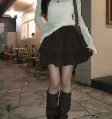 ティアードフリルミニスカート ブラウン