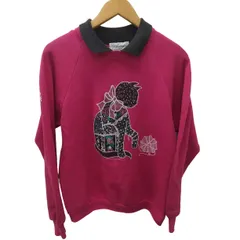 ユーズドフルギ USED古着 P.S.ORIGINALS 90S コピーライト 1992 キャット フラワー レース 装飾 プリント 襟付き スウェットプルオーバー レディース import：M 