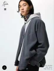 ユニクロ&ニードルズ フリース オーバーサイズカーディガン DARK GRAYグレー