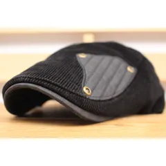 訳あり①ハンチング帽子 コーデュロイ綿 キャップ 帽子 57cm～59cm メンズ レディース BK HC282-1