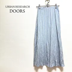 美品✨URBAN RESEARCH DOORS アーバンリサーチドアーズ ストライプ ロングスカート 麻混 ナチュラル水色【送料込み】
