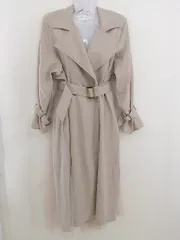 ◇ ◎ LUNACION ルナシオン ベルト付 チュール 長袖 コート サイズM ベージュ レディース  【中古】 【1207040003506】