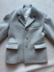 グローブストア 冬用 ウール グレー チェック コート