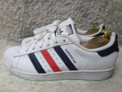260 adidas アディダス SUPERSTAR 白 赤 青 スニーカー 中古 靴 スニーカー