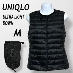 UNIQLO ユニクロ レディース ウルトラライトダウンコンパクトベスト M 収納袋付き 2Wayネック Vネック 211-400716 ブラック系 (A01)