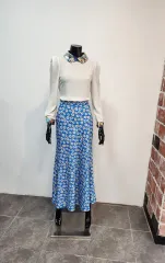 フラワー パータン マーメイド スカート S + ブラウス