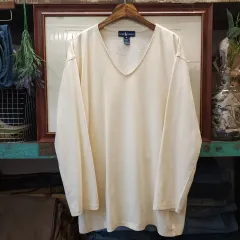 90s ポロラルフローレン カントリー ヘンリーネック スウェットシャツ アイボリー M