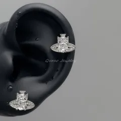 惑星 サターン 土星モチーフ ラインストーン シルバー ピアス 片耳用 キラキラ 高見え 大ぶり 韓国アクセ 可愛い