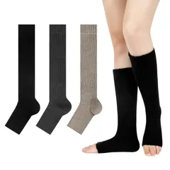 【まもなく終了】暖かい レディース 綿 ルーズソックス 防寒保温 リブ柄 ３足セット レッグウォーマー 締め付けず 冷房対策 冷えとり 秋冬靴下 男女兼用 [DAMILY] クルー丈 就寝用 室内 通勤通学
