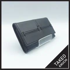 ✱TAKEO KIKUCHI（タケオキクチ）✱ キーケース 5連 ブラック 黒 レザー 本革 ステッチ デザイン 鍵入れ スマートキー 収納 メンズ ビジネス フォーマル カジュアル シンプル ブランド 高級感 プレゼント ギフト 冠婚葬祭 未使用に近い