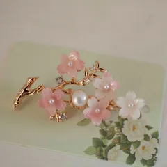 色が変わる　桜　2way ブローチ　桜枝
