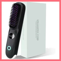 ヒートブラシ コードレス【大容量5000mAh 230g軽量】ヘアアイロン ストレートブラシ ミニ 60分間使用可能 温度表示 バッテリー残量表示 持ち運び 160～200℃温度調整 静電気防止 3段階調節 海外対応 Type-C USB充電式 オートオフ