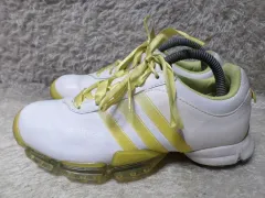 230 アディダス 白 イエロー レトロ ゴルフシューズ 中古