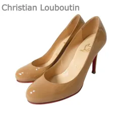 Christian Louboutin クリスチャンルブタン サイズ35 約22cm エナメル パテントレザー パンプス ラウンドトゥ ハイヒール ピンヒール ベージュ レディース