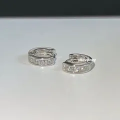 リングピアス フープピアス シルバー ラインストーン 韓国アクセ シンプル ユニセックス