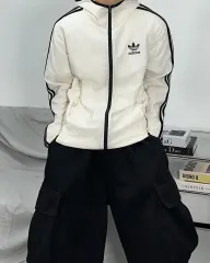 アディダス 白 メッシュ フード トラックジャージ トップス L