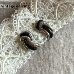 04916ヴィンテージ シルバーと黒のラインの流線型スタイリッシュイヤリング