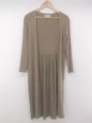 ◇ Silent worth サイレントワース 切り替え プリーツ 長袖 ニット カーディガン ライトブラウン系 レディース P  【中古】 【1211180002817】