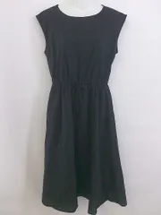 ◇ JUNOAH ジュノア クルーネック ノースリーブ 膝下丈 フレア ワンピース サイズM ブラック レディース P  【中古】 【1211180001445】
