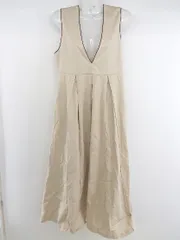 ◇ Heather ヘザー 深Vネック フレア ロング ジャンバースカート サイズF ベージュ系 レディース P  【中古】 【1211180001179】