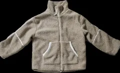 ベージュ ボア フリース ジップアップ ジャケット L