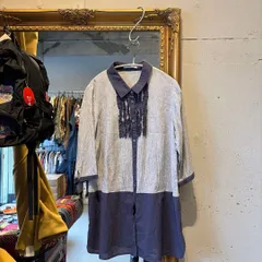 【東あずま店　併売品】　@ レディース　ladies　ストライプ　総柄 ブラウス シャツ フリル 3L 大きいサイズ