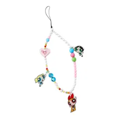 THE POWERPUFF GIRLS 　パワーパフガールズ　ストラップ　パワパフ　ビーズストラップ　バッグアクセサリー　スマホストラップ　バッグチャーム　可愛い　アメコミ　キャラクター　平成　レトロ　ギフト　プレゼント　海外雑貨