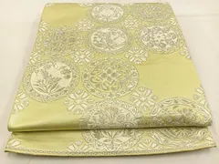 平和屋着物◎西陣　六通柄袋帯　唐織　花丸文　銀糸　正絹　逸品　BAAW0727hj