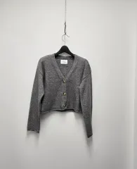 a0020 ザラ クロップド ニット カーディガン グレー (11 12)