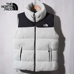 ノースフェイス THE NORTH FACE ダウン ベスト M 相当 表記 L ライトブルー ニットダウン ベスト 生地 700フィル ストリート Y2K ダウン ロゴ刺繍 古着 Y065