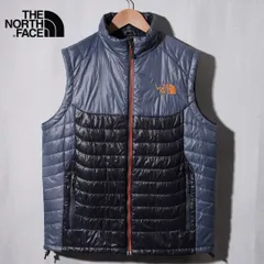 ノースフェイス THE NORTH FACE ライトダウン ベスト L ブルー ネイビー オレンジ ロゴ刺繍 中綿 テック ストリート エクセロフト Exceloft 古着 R528