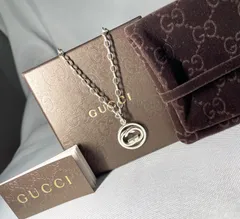 GUCCI グッチ インターロッキングG ダブルG ペンダントトップ チェーン ネックレス スターリングシルバー SV925 男女兼用 付属品あり