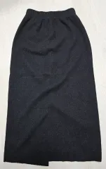 分厚い 後ろスリット ゴム ニット スカート スカート ブラック