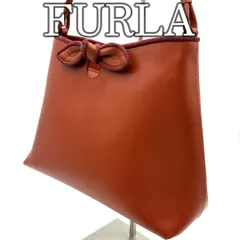 FURLA フルラ レザー ショルダーバッグ トートバッグ オレンジ リボン モチーフ 本革 イタリア製 肩掛け ワンショルダー シンプル エレガント レディース バッグ