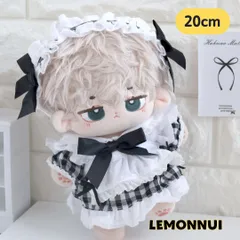 20cm 着せ替え ぬいぐるみ服 メイド服 ドレス チェック リボン ゴスロリ 萌え ぬい活 推しぬい 綿人形 棉花娃娃 ちびぬい服 ちびぐるみ 推し活 ぬい活 コットンドール 綿人形 cotton-B1503