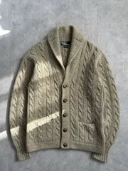 ポロラルフローレン 00s ヘビー ウール ケーブル ショールカラー カーディガン