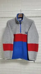 105 HHヘンリーハンセン 一般 ジャパニーズ グレーCOLORブロック プルオーバー フリースハーフジップ XL