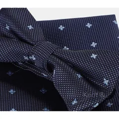 ①-ge 蝶ネクタイ ポケットチーフ 2点セット | ネイビー ダークブルー 水色 花柄 メンズ  結婚式