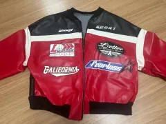 ヴィンテージ レーシング ジャケット ライダー レッド ブラック
