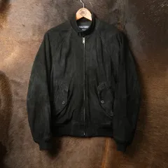 M 90s ポロラルフローレン ゴルフLINE スウェード ハリントン ジャケット ブラック