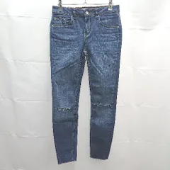 ◇ 美品 ZARA ダメージ ウォッシュド加工 ストレッチ スキニーデニム パンツ サイズ36 ブルー レディース E  【1304050044519】