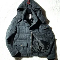 Harris Tweed×BOYCOTT★英国を纏う冬★ヘリンボーン ツイードウール ダウンジャケット 着脱フード リブ袖 灰 2 ハリスツイード ボイコットのサムネイル