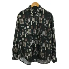 ビームスハート BEAMS HEART シャツ カジュアル ネル スタンダード 総柄 長袖 M 緑 茶 グリーン ブラウン