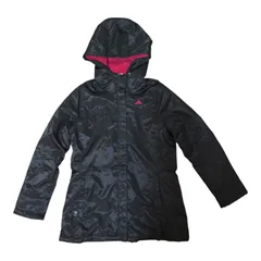 ZK36 adidas アディダス 中綿ジャケット フード付き ブラック×ピンク 裏ボア レディース Mサイズ